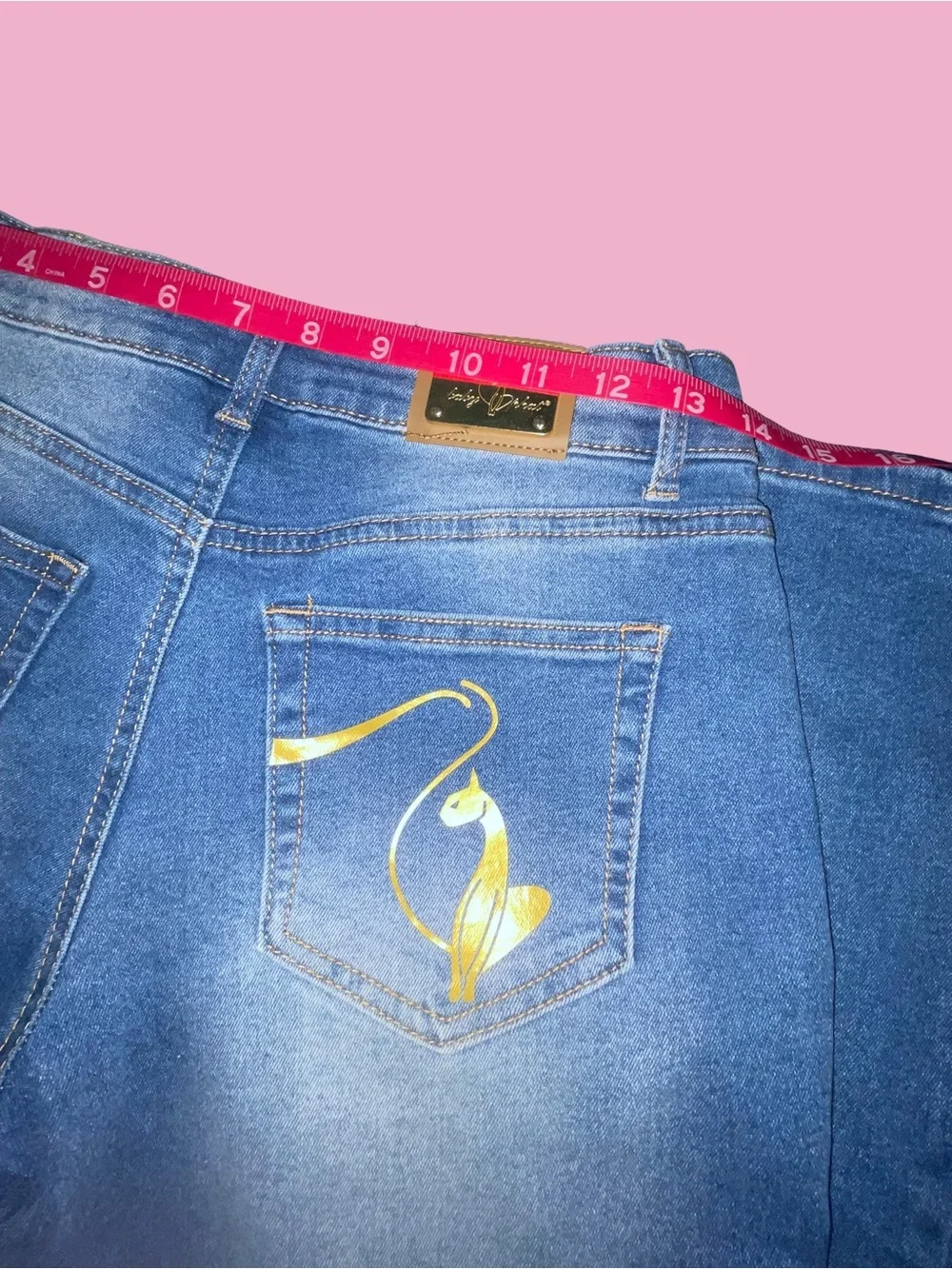 Baby Phat Blue Denim Wide-Leg Jeans with Gold Script• - Picture 2 of 8